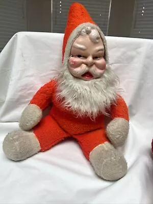 VINTAGE 17” PLUSH Santa Claus With Celluloid Rubber Face 1930s • $34.99