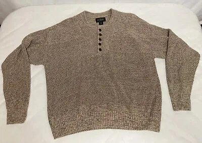 Vintage Red Head Brand Co Tan Beige Cotton Blend 1/4 Button Up Sweater Men XL • $19