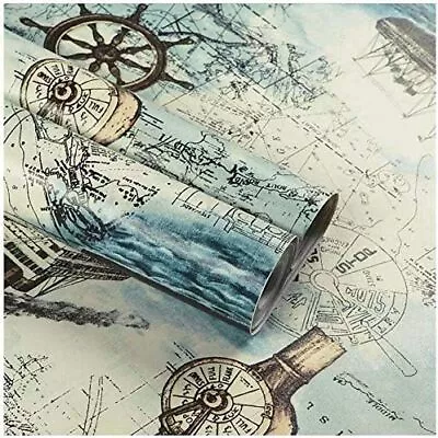 Lependor 17.71  X 118  Nautical Map Wallpaper Peel And Stick Removable Printed  • $17.79
