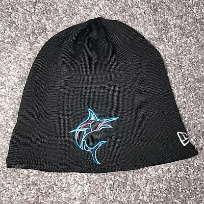 New Era Miami Marlins MLB 2021 Unisex Black Knit Beanie Black Hat  • $29.99