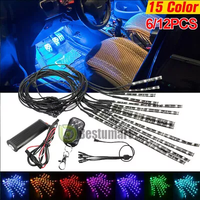 6/12Pcs Motorcycle RGB LED Waterproof Under Glow Lights Strip Neon Music Control • $20.99