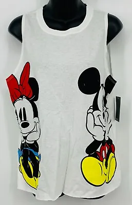 Disney Mickey Mouse Tank Top Size XL Extra Large White Sleeveless Crew Women New • $19.99