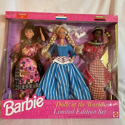 1994 Barbie 3 Doll Ltd. Ed. Set Chinese Dutch Kenyan DOTW 2043 New Sealed • $67.88