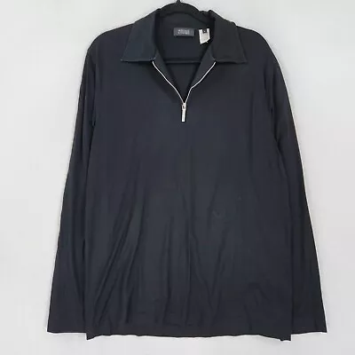 Versace Shirt Mens Large Black Quarter Zip Classic V2 Long Sleeve Lightweight • $27.94