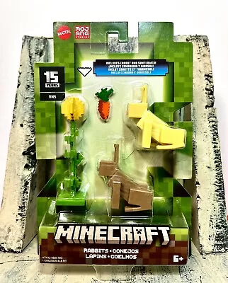 2024 Minecraft 15th Anniversary Action Figures: RABBITS (w/ Carrot & Sunflower) • $24.99