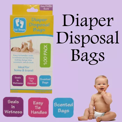  Pack Of 100 Scented Disposable Nappy Bags Baby Bag Nursery When Out • $11.88