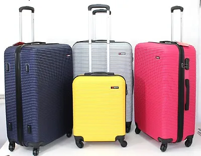 4 Wheel Travel Suitcase ABS Hard Shell Luggage Cabin Trolley Bag Large Med Sml • £27.99