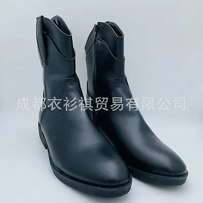  Men Ankle Boots Shoes Size Leather Western Cowboy Short Calf  Flat Heel Boots • $45.86