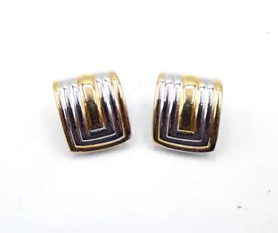 SI1336 Vintage Vendome Two Tone Clip Earrings • $29.95