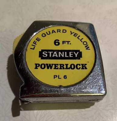 Vintage Stanley Powerlock 6' Tape Measure PL6  Life Guard Yellow Made In USA • $3.95