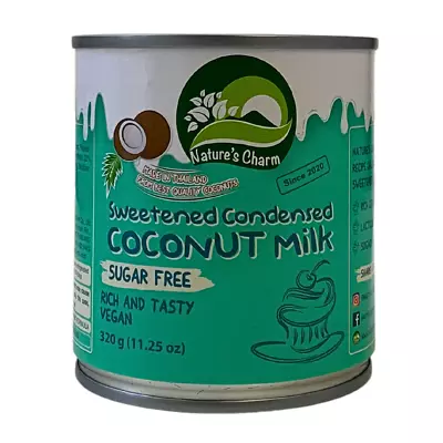 Nature's Charm Sweetened Condensed Coconut Milk - Sugar Free - 320g Green Tin • £8.95