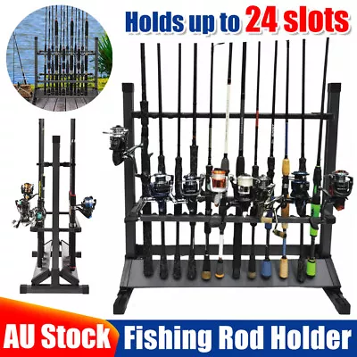 24 Slots Fishing Rod Holder Rack Aluminum Alloy Fishing Rod Pole Stand Storage • $58.99