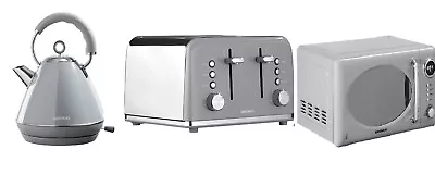 Daewoo GREY Kensington Jug Kettle 4-Slice Toaster & Microwave Set -Brand New • £169.99