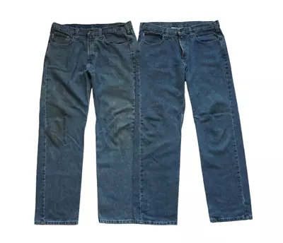 LOT OF 2 Carhartt Jeans B480 DPS Blue Work Denim Relaxed Fit Mens 36x32 • $19.99