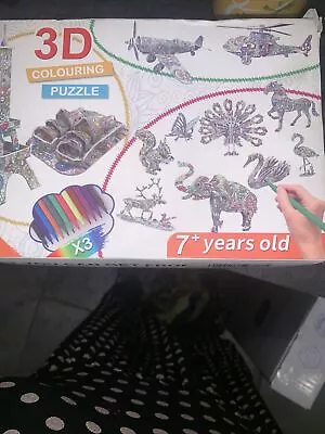 3d Colouring Puzzle Set 12 Different Projects 3pks Colouring Pens Gift Crafts • £6