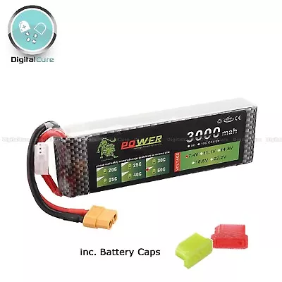 RC Lipo Battery 3000mAh 2S 7.4V 60C Lion Power Pack XT60 For Car Boat Plane • £19.99