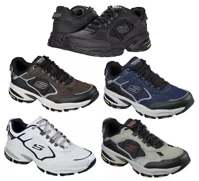 SKECHERS Men's Leather & Mesh Air Cooled Mem Foam Med & Wide EE Goodyear Soles • $84.99