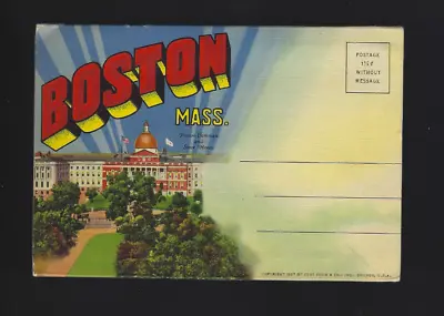 1937 Boston Mass Commons State House Linen Folder Postcard 18 Views Unposted • $5.49