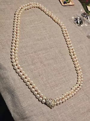 Vintage CAROLEE Double Strand Champagne Ivory Pearl Choker/Necklace #205 • $120