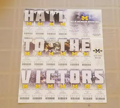 2017-18 Michigan Wolverines Basketball Ticket Stubs  • $6