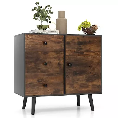 Mid-century Storage Cabinet Buffet Sideboard Home Console Stand With 3 Drawer • £69.95