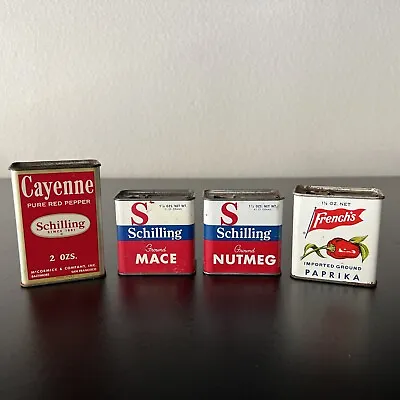 Vintage Lot Of 4 Spice Tins (3) Schilling And(1) French’s • $9.99