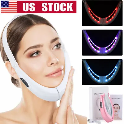 $19.25 • Buy Electric Facial Lifting Massager LED Photon Therapy Face Slimming V-Line Belt US