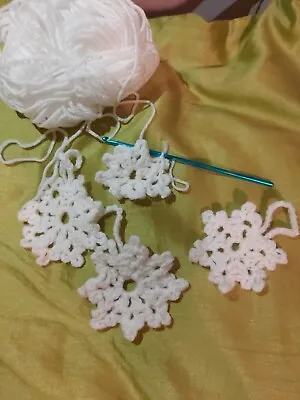 Crocheted Snowflakes  Christmas Tree Decorations • £4.99