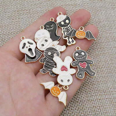 £3.59 • Buy 10-pack Bulk Halloween Ghost Skeleton Pendant Charm Enamel Jewellery DIY 1-3 Cm