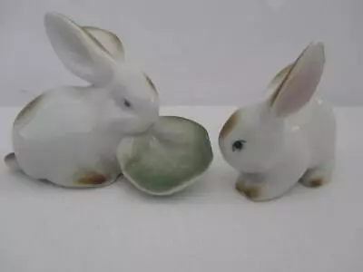 2x Rare Vintage Zsolnay Hungary Pecs Rabbit Porcelain Figurines • $62.95