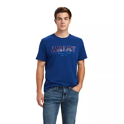 Ariat® Men's Varsity Estate Blue Short Sleeve T-shirt 10041352 • $22.97