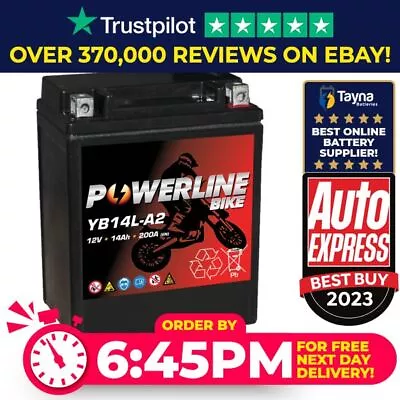 Powerline YB14L-A2 AGM Battery Triumph Tiger (- 98)-885 Cc • £36.08