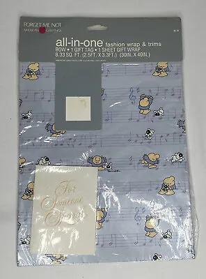 NWT VTG American Greetings Forget Me Not Ziggy Musical Gift Wrap Wrapping Paper • $15