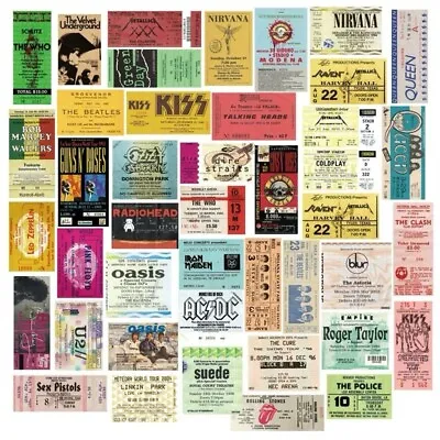 43 Heavy Metal Rock Band Ticket Stickers Decals 4 Laptops Guitars Skateboards • $8.99