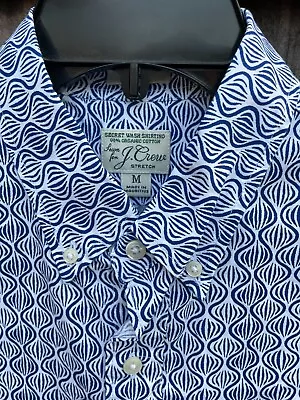 NWT J.CREW Men's Organic Cotton Blue/White Wavy Short-Sleeve Shirt Medium • $24.88