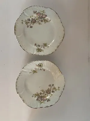 Set Of 2 Vintage China 7.5  Bread Or Dessert Plates Floral Unbranded Unmarked • $13