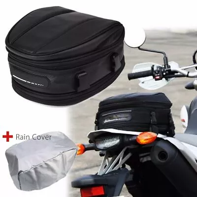 Motorcycle Rear Tail Seat Back Saddle Helmet Shoulder Carry Bag Waterproof+Cover • $36.82