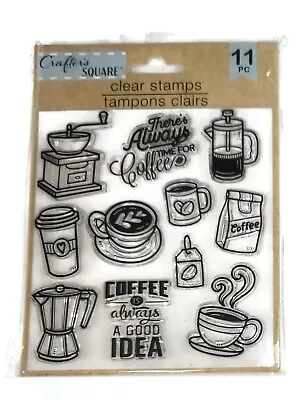 COFFEE Theme 11pc Clear Stamp Set - Scrapbooking Stamping Crafter's Square • $4.99