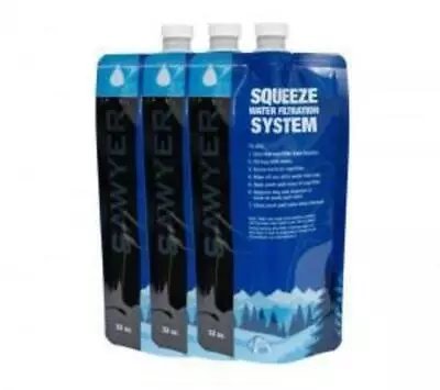 Sawyer Squeezable Water Pouch 1 Litre (3 Pack) To Suit Sawyer Water Filter • $28.95