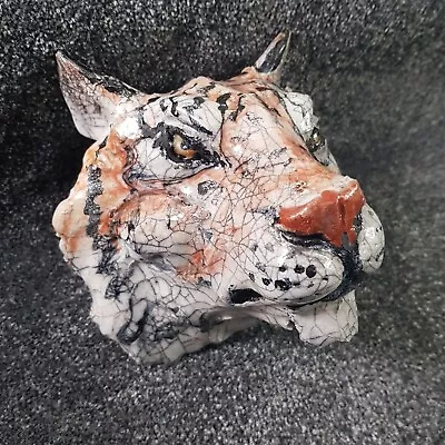 R&B Ceramic Tiger Head Statue Wall Ornament 7  Prince & Pilgrim R+B Rare  • £54.99