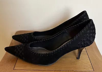 Jaeger Black Suede Court Shoe Size Uk 6Eu39 • £28