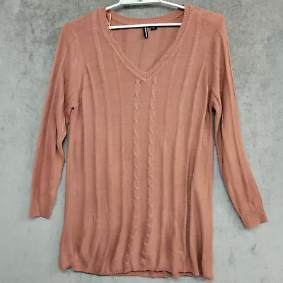 Kristin Nicole Sweater Womens 3X Soft Orange V-Neck Knit Long Sleeves Stretches • $12.99