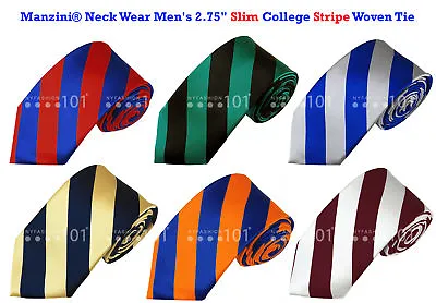 Manzini® Neck Wear Men's 2.75  SLIM College Stripe Woven Tie • $10.99