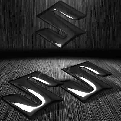 2x 2  Emblem Decal  S  Logo Polished/Glossy Fairing/Fender Sticker Suzuki Black • $10.98