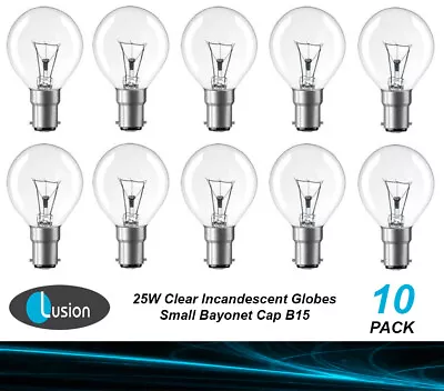 10 X 25W Clear Fancy Round Light Globes Bulbs B15 Small Bayonet Cap Incandescent • $45.15