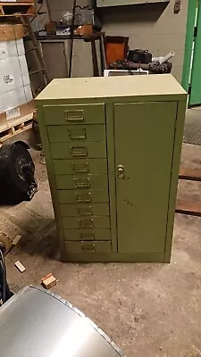 Vintage 36  X 24  X16  Tan Sheet Metal Steel 10 Drawer Storage Specimen Cabinet • $65