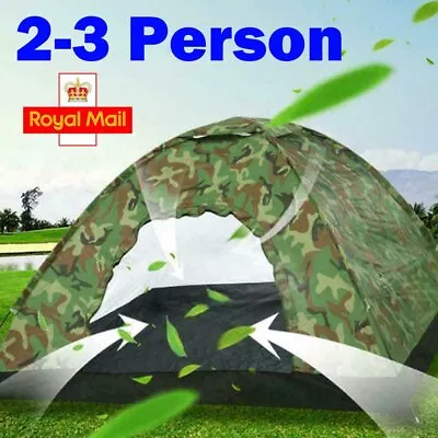 2-3 Person Outdoor Camping Waterproof 4 Season Family Tent Camouflage Hiking UK • £19.89