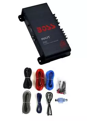 BOSS R1002 200W 2-Channel RIOT Car Audio Power Amplifier Amp + 8 Gauge Amp Kit  • $57.99