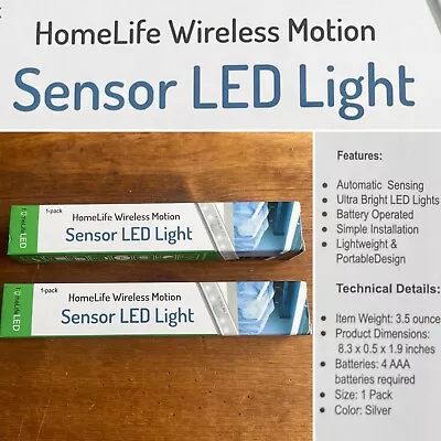 2 Pack Homelife Wireless Motion Sensor Pure White LED Light Color Silver • $11.99