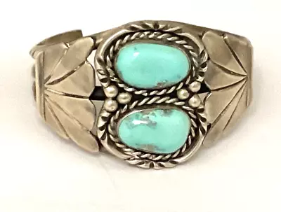 Vintage Native American Sterling Silver Turquoise Bracelet • $165